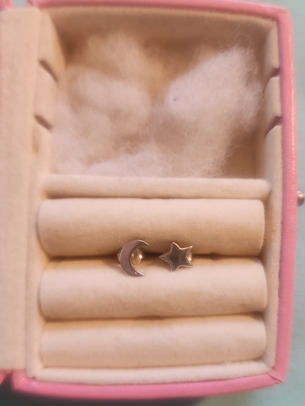 Moon And Star Sterling Silver Stud Earrings - Cute Celestial Duo